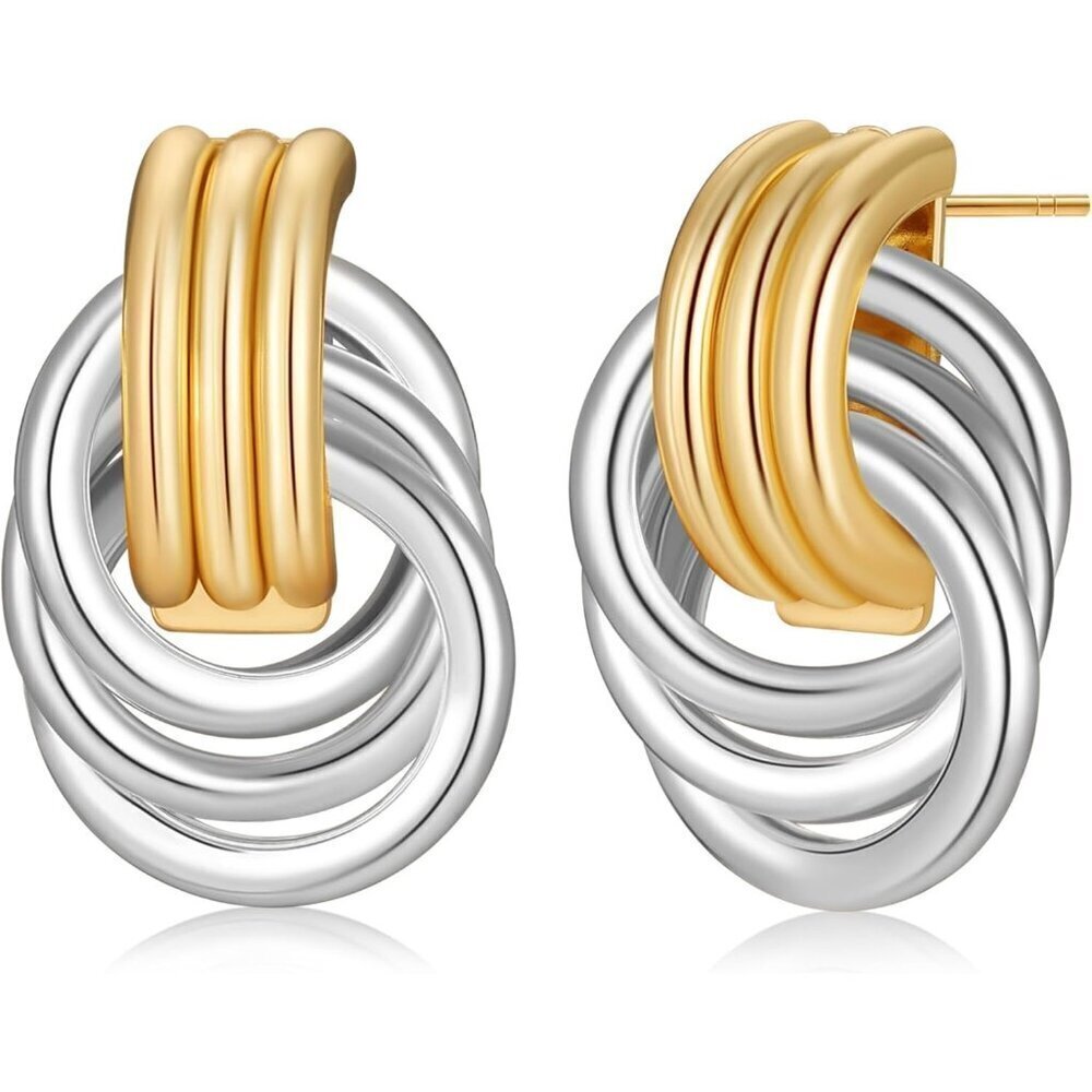 🆕 Women Gold Starfish Knot Earrings 14k Trendy Minimalist Dainty Summer Jewelry